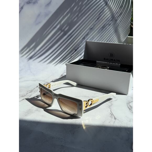 NEW Balmain Imperial Matte White Gold Sunglasses $875 - Picture 3 of 10